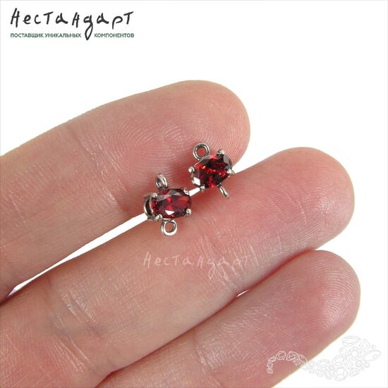 Коннектор со вставкой Mini Hyacinth Fianit Silver Plated 9х6 мм, изображение 2