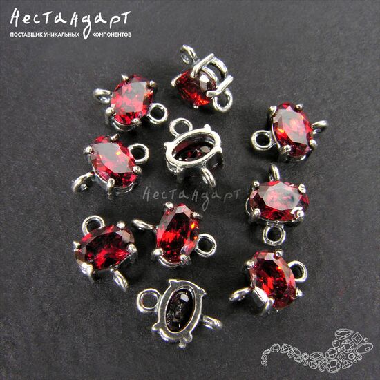 Коннектор со вставкой Mini Hyacinth Fianit Silver Plated 9х6 мм, изображение 3
