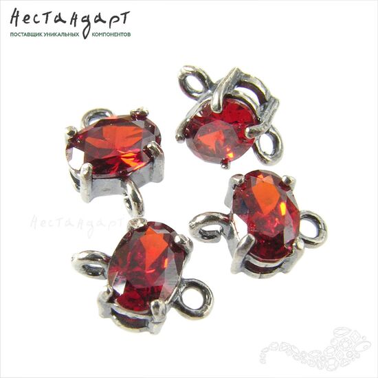 Коннектор со вставкой Mini Hyacinth Fianit Silver Plated 9х6 мм, изображение 4