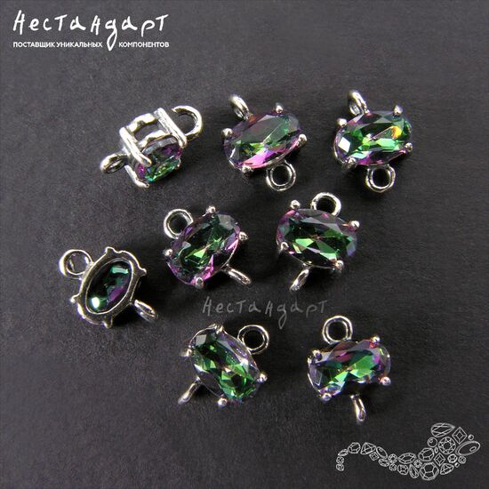 Коннектор со вставкой Mini Mystic Fianit Silver Plated 9х6 мм