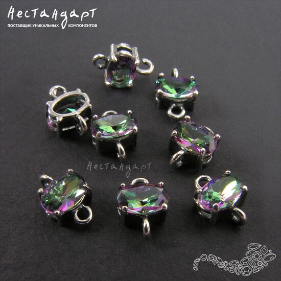 Коннектор со вставкой Mini Mystic Fianit Silver Plated 9х6 мм, изображение 3