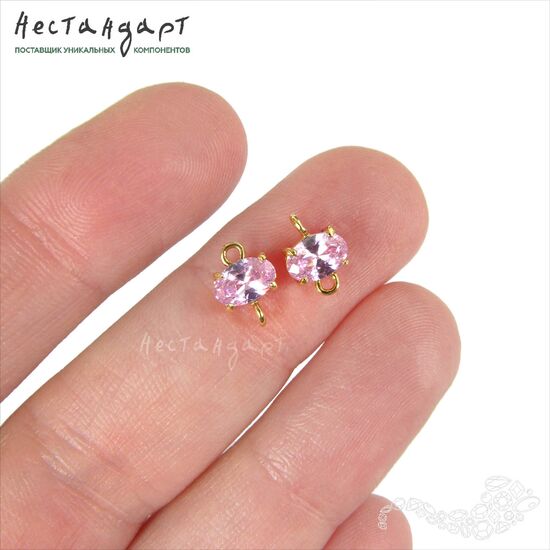 Коннектор со вставкой Mini Morganite Fianit Gold Plated 9х6 мм, изображение 2