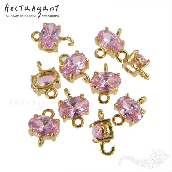 Коннектор со вставкой Mini Morganite Fianit Gold Plated 9х6 мм, изображение 4
