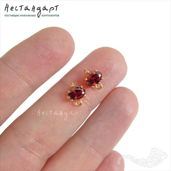 Коннектор со вставкой Mini Hyacinth Fianit Gold Plated 9х6 мм, изображение 2