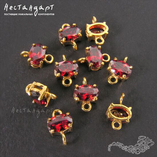 Коннектор со вставкой Mini Hyacinth Fianit Gold Plated 9х6 мм, изображение 3