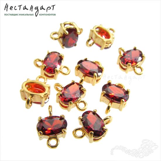 Коннектор со вставкой Mini Hyacinth Fianit Gold Plated 9х6 мм, изображение 4