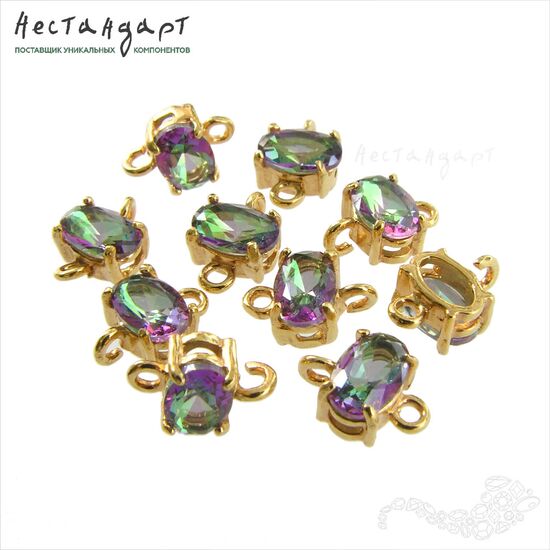 Коннектор со вставкой Mystic Fianit Gold Plated 9х6 мм
