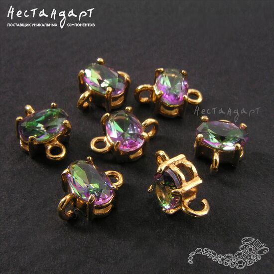 Коннектор со вставкой Mystic Fianit Gold Plated 9х6 мм, изображение 2