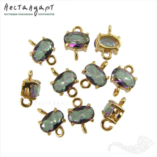 Коннектор со вставкой Mystic Fianit Gold Plated 9х6 мм, изображение 4