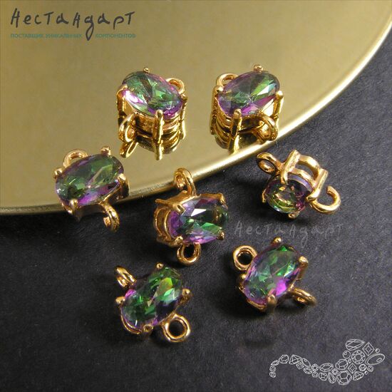 Коннектор со вставкой Mystic Fianit Gold Plated 9х6 мм, изображение 5
