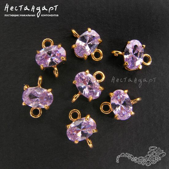 Коннектор со вставкой Lavender Fianite Gold Plated 9x6 мм