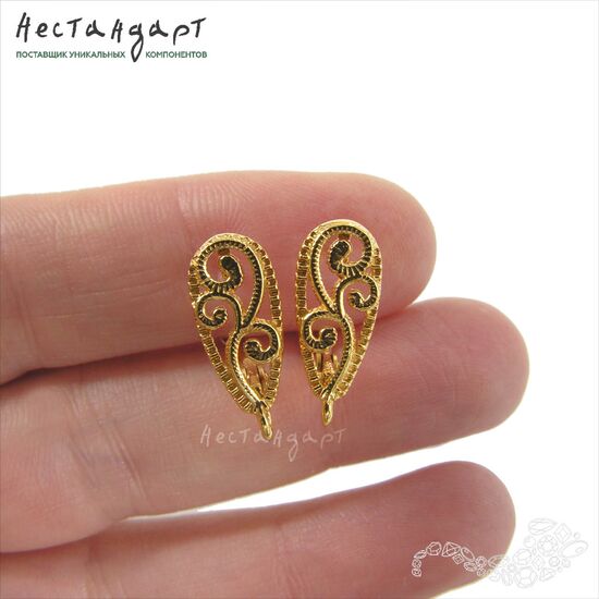 Швензы Arabesque Gold Plated 18x7 мм (пара), изображение 2