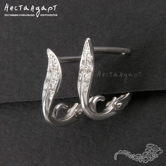 Швензы Revival Sterling Silver Rhodium Plated 14x4 мм (пара), изображение 3