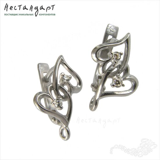Швензы Romantic Alliance Sterling Silver Rhodium Plated 16х11 мм (пара)