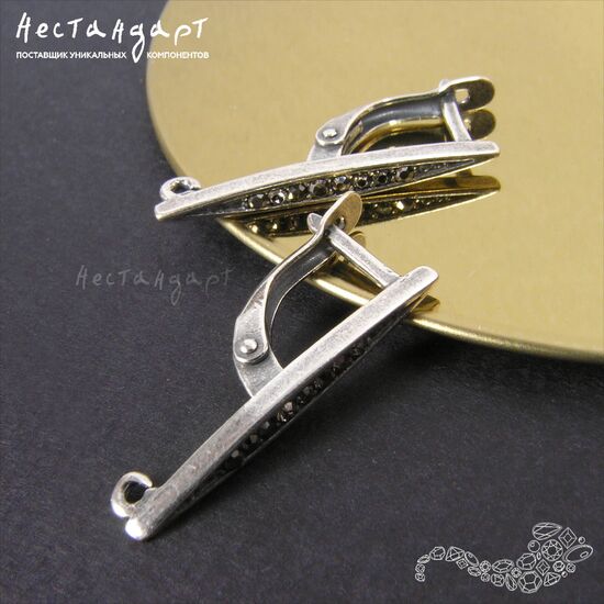 Швензы Marcasite Silver Plated 26x3 мм (пара), изображение 4