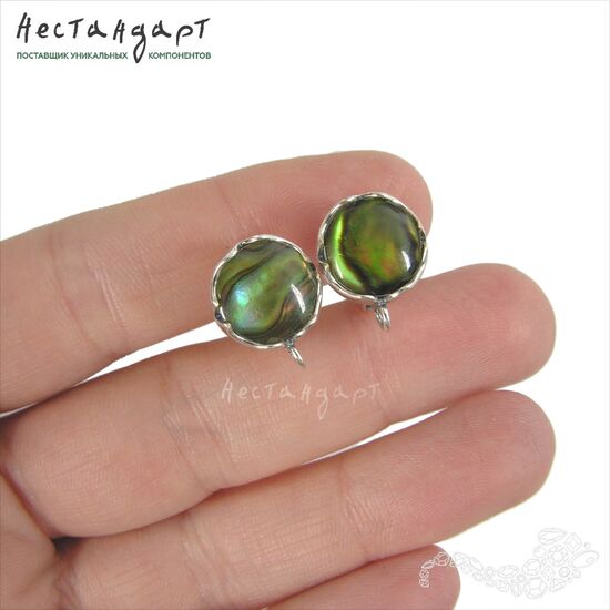 Швензы Solar со вставкой Heliotis Silver Plated 15 мм (пара), изображение 2