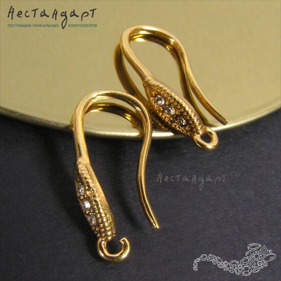 Швензы-близуры Crystal Blizur Gold Plated 19 мм (пара), изображение 2