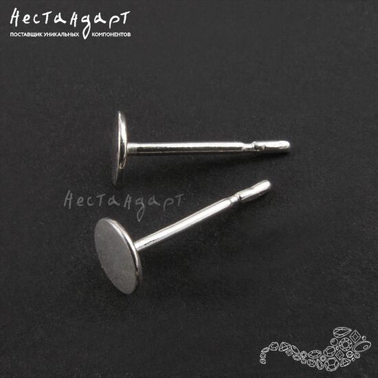 Основы для пусет Glue Sterling Silver Rhodium Plated 13 мм (пара), изображение 3