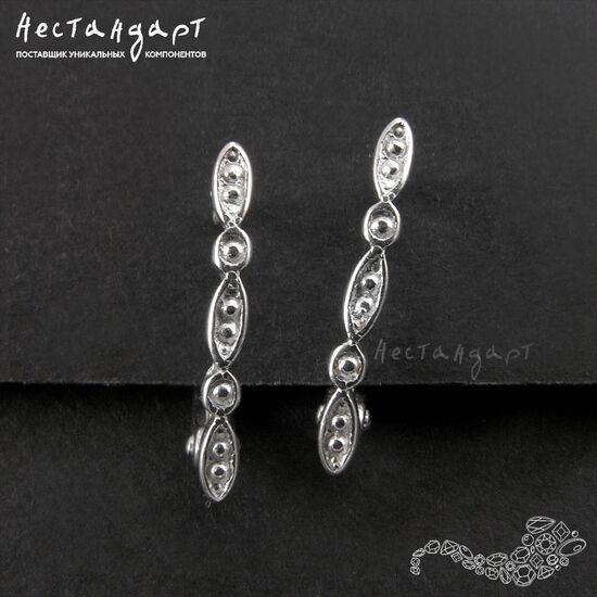 Швензы Monisto Sterling Silver Rhodium Plated 16х2 мм (пара)