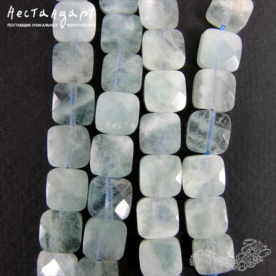 Аквамарин натуральный с огранкой Faceted Square 8,5мм, изображение 3