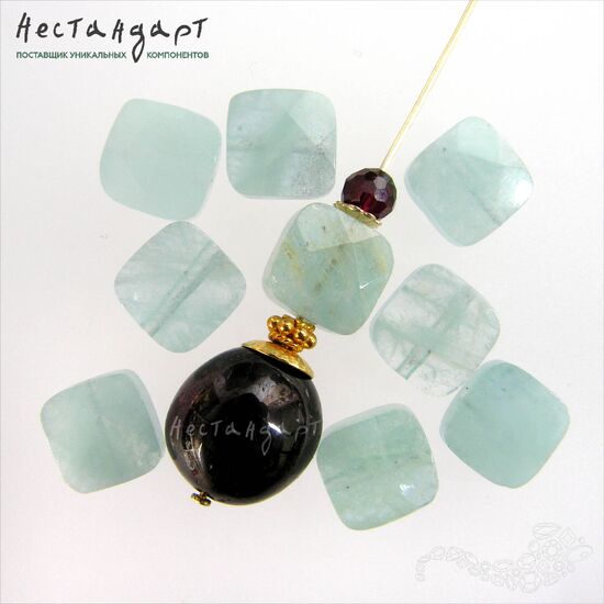 Аквамарин натуральный с огранкой Faceted Square 8,5мм, изображение 4