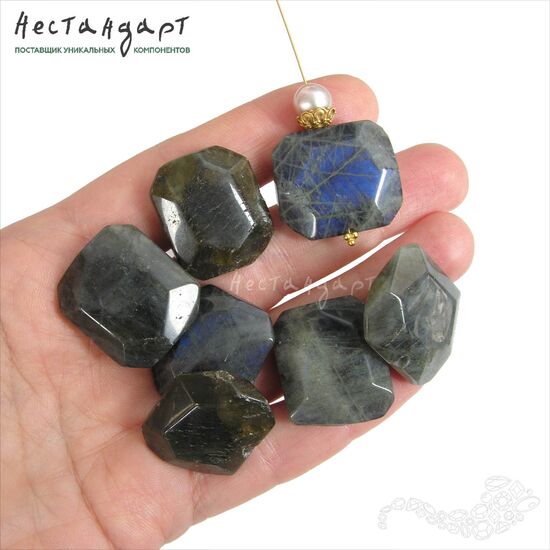 Лабрадор натуральный с крупной гранью Cut 24х20 мм, изображение 3