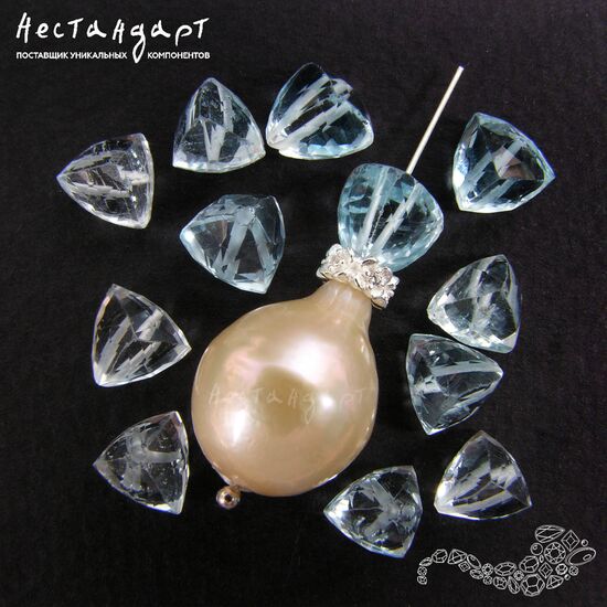 Топаз натуральный голубой Fancy Pyramid 7-8 мм, изображение 2