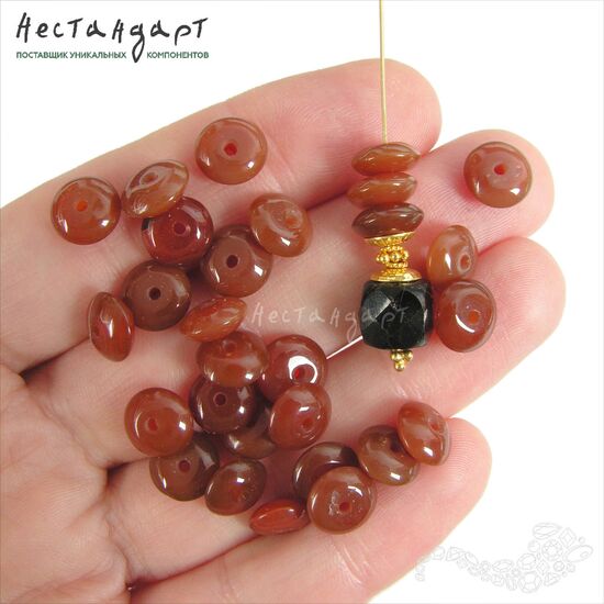 Сердолик натуральный рондель 8х4 мм (уп. 10 шт.), изображение 2