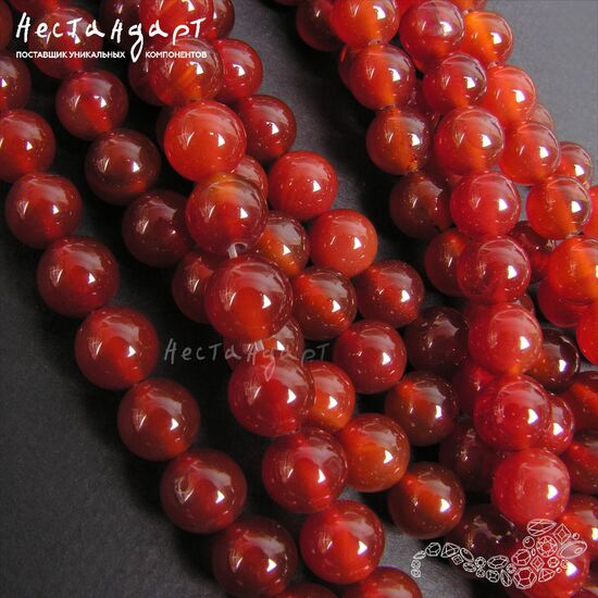 Сердолик натуральный гладкий 8 мм (уп.10 шт.), изображение 3