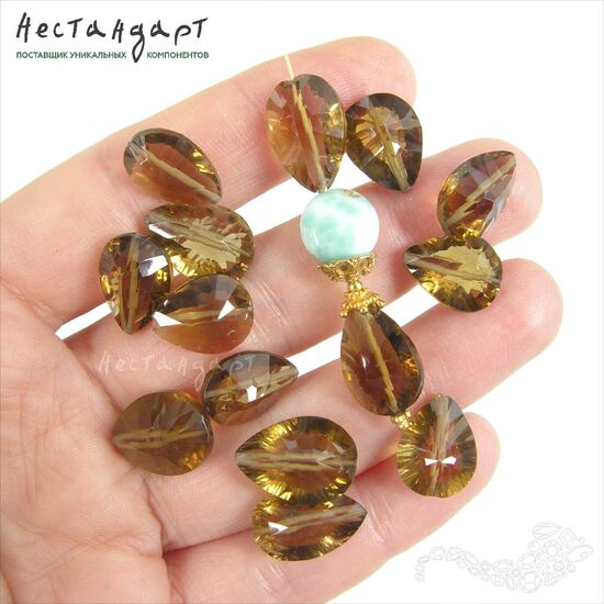 Цитрин натуральный медовый с огранкой Honey Tears 14-16 мм, изображение 2