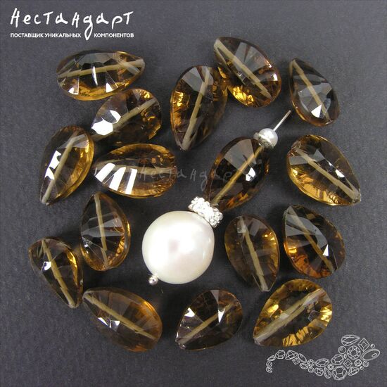 Цитрин натуральный медовый с огранкой Honey Tears 14-16 мм, изображение 3