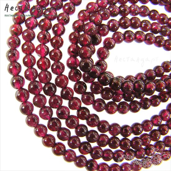Гранат родолит натуральный 3 мм (нить 40 см), изображение 3