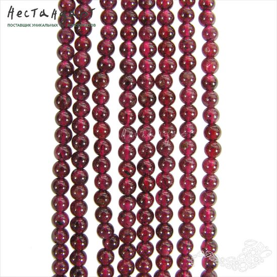Гранат родолит натуральный 3 мм (нить 40 см), изображение 4