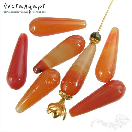 Сердолик натуральный капля 30х10 мм