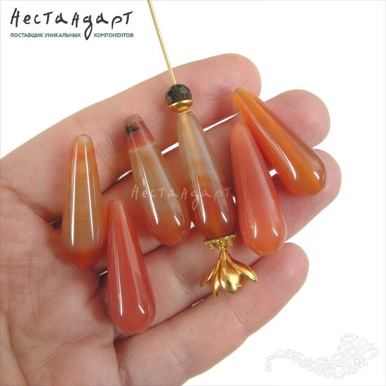 Сердолик натуральный капля 30х10 мм, изображение 2