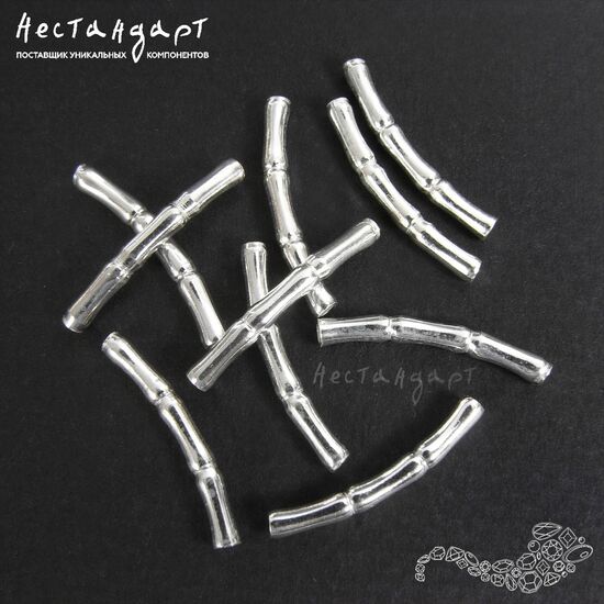 Бусина-трубочка Bamboo Sterling Silver 2,5х20 мм, изображение 2