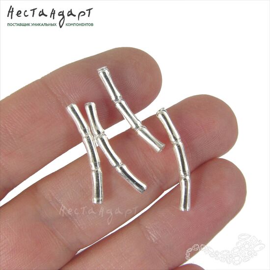 Бусина-трубочка Bamboo Sterling Silver 2,5х20 мм, изображение 3