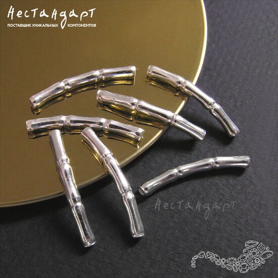 Бусина-трубочка Bamboo Sterling Silver 2,5х20 мм, изображение 4