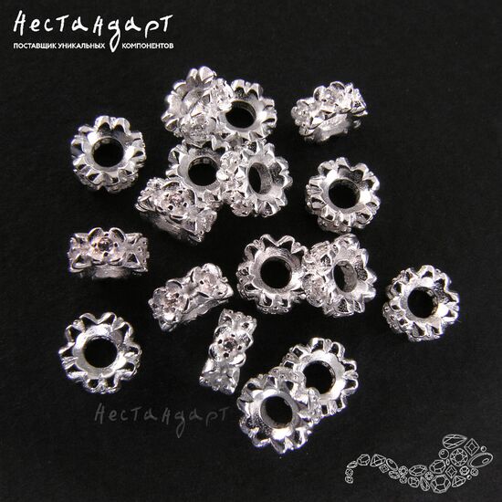 Бусина-рондель Fianit Fiore Sterling Silver 6х3 мм