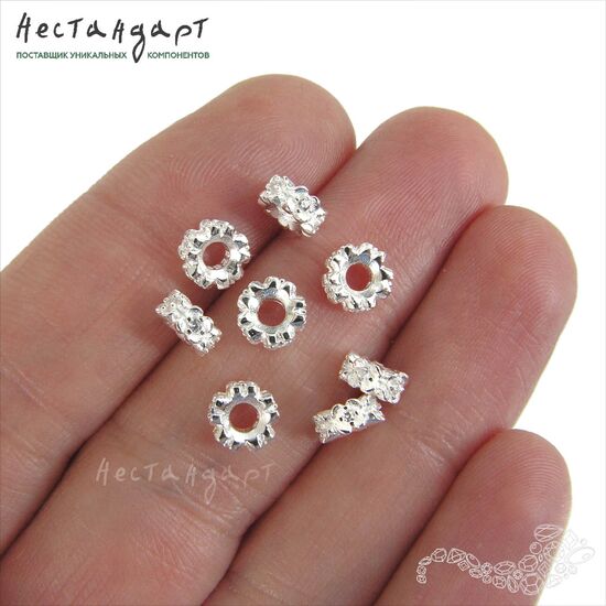 Бусина-рондель Fianit Fiore Sterling Silver 6х3 мм, изображение 2