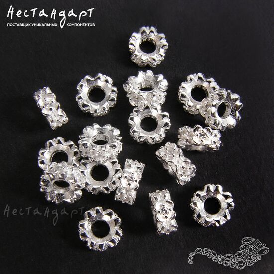 Бусина-рондель Fianit Fiore Sterling Silver 6х3 мм, изображение 3