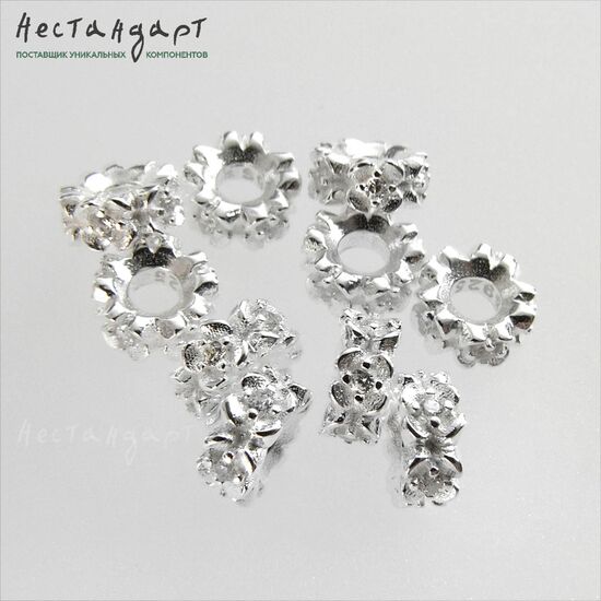 Бусина-рондель Fianit Fiore Sterling Silver 6х3 мм, изображение 4