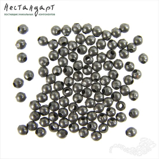 Бусина гладкая Micro Gun Black 2,5 мм (уп. 100 шт)