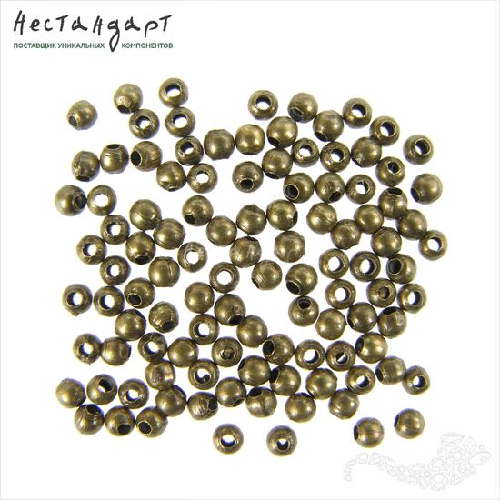 Бусина гладкая Micro Bronze 2 мм (уп. 100 шт.)