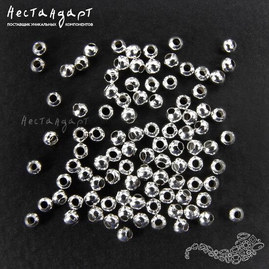 Бусина гладкая Micro Silver 2 мм (уп. 100 шт.)