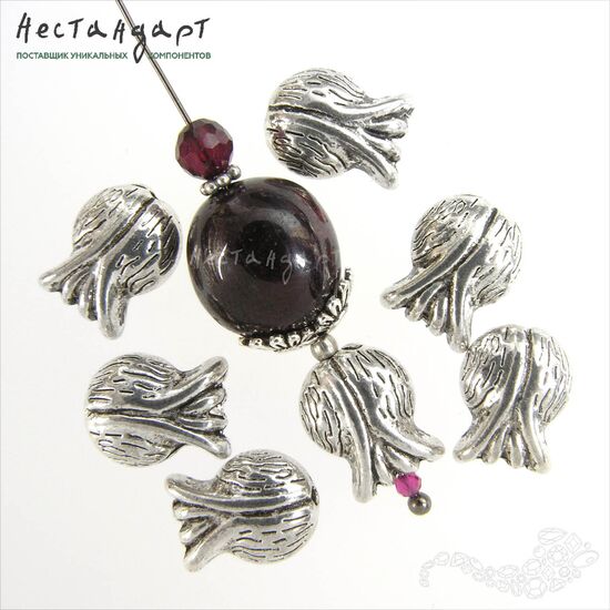 Бусина декоративная Silver Garnet 11х9 мм, изображение 4