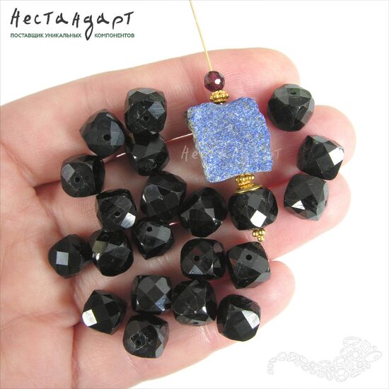 Турмалин Шерл натуральный Cube с огранкой (7-7,5 мм), Размер: 7-7,5 мм, изображение 2