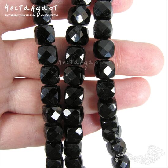 Турмалин Шерл натуральный Cube с огранкой (7-7,5 мм), Размер: 7-7,5 мм, изображение 5