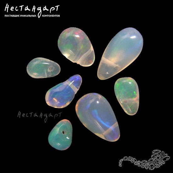 Опал натуральный эфиопский капля 4-9 мм (уп. 7 шт.), изображение 5