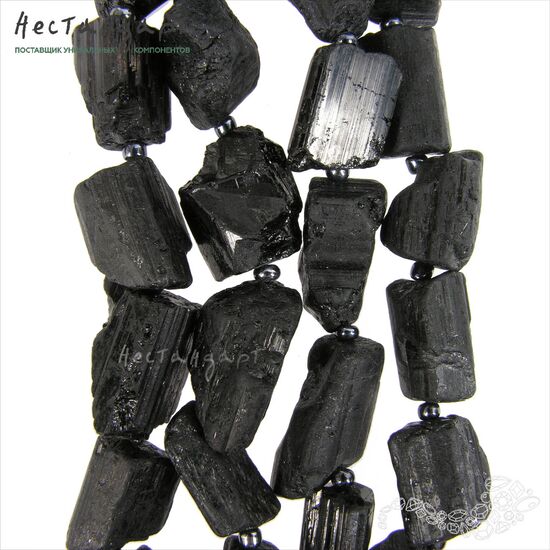 Турмалин Шерл натуральный черный необработанный 14-19 мм, изображение 5